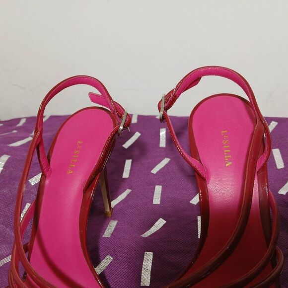 Le silla womens size 38 us 6.5 maroon slingback pump stiletto sandals Italian - Picture 6 of 8